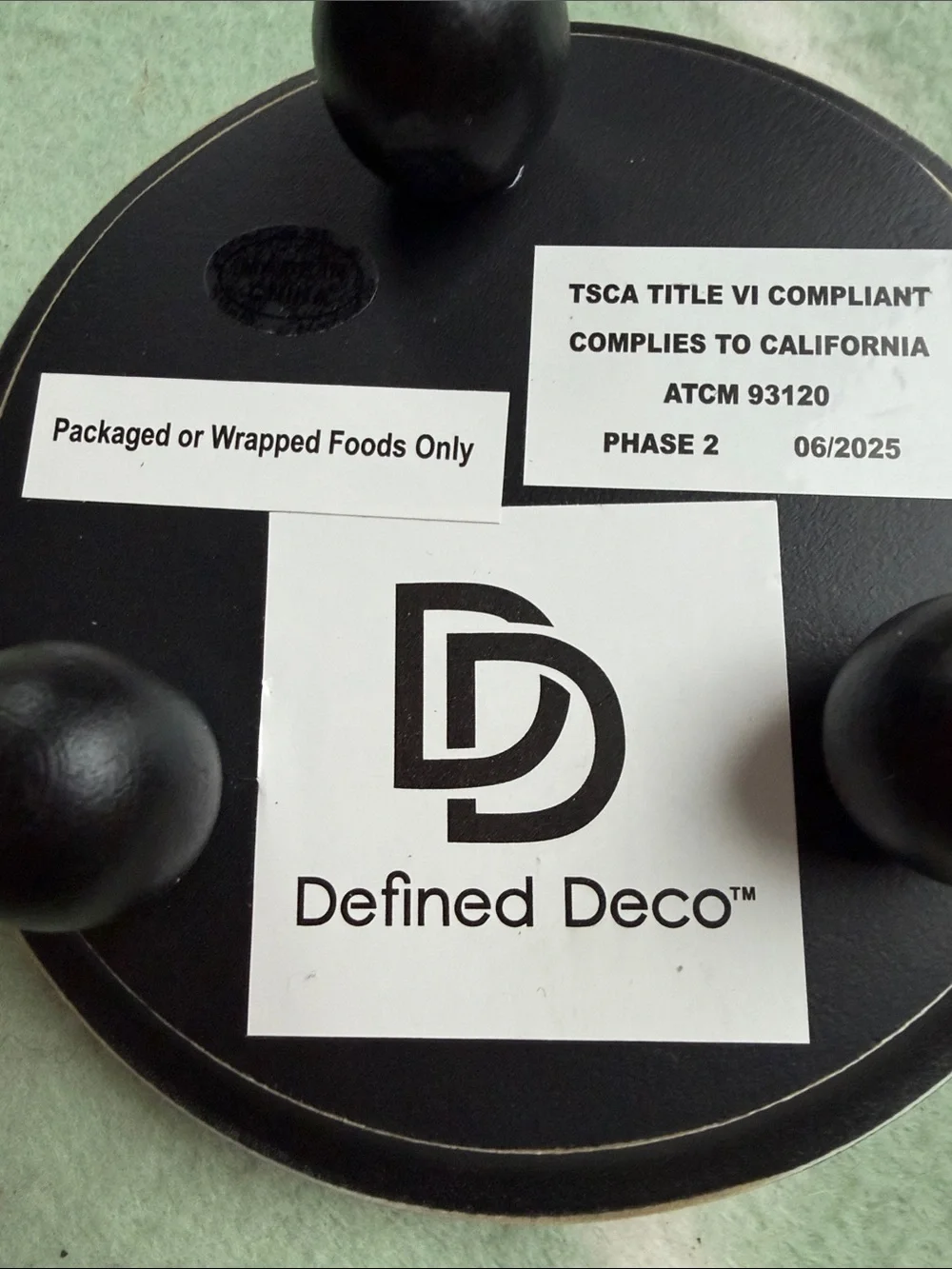 2 New Black Round Wooden Coasters or Hot Plate Holders